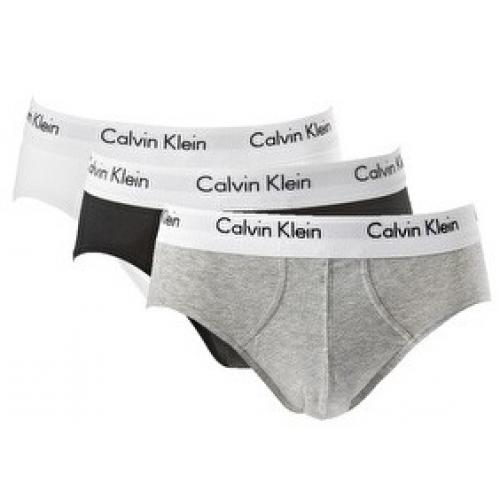 Calvin Klein Underwear - PACK 3 SLIPS FERMES BRIEF HOMME - Coton & Elasthanne Blanc / Noir / Gris - Calvin klein underwear homme